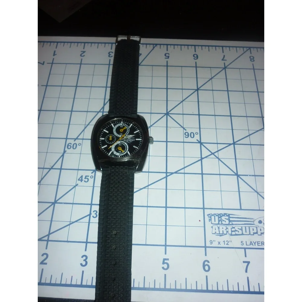 Element New York Watch MRP07232S Mens Black Silicon Band Quartz‎ Faux Chrono